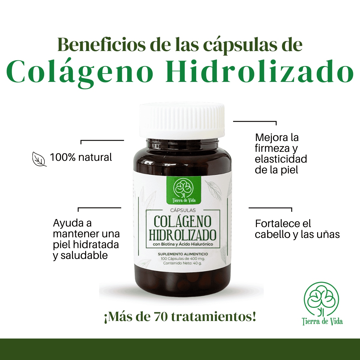 Colágeno Hidrolizado - 100 Cápsulas Piel Radiante Y Firme - Imagen 2