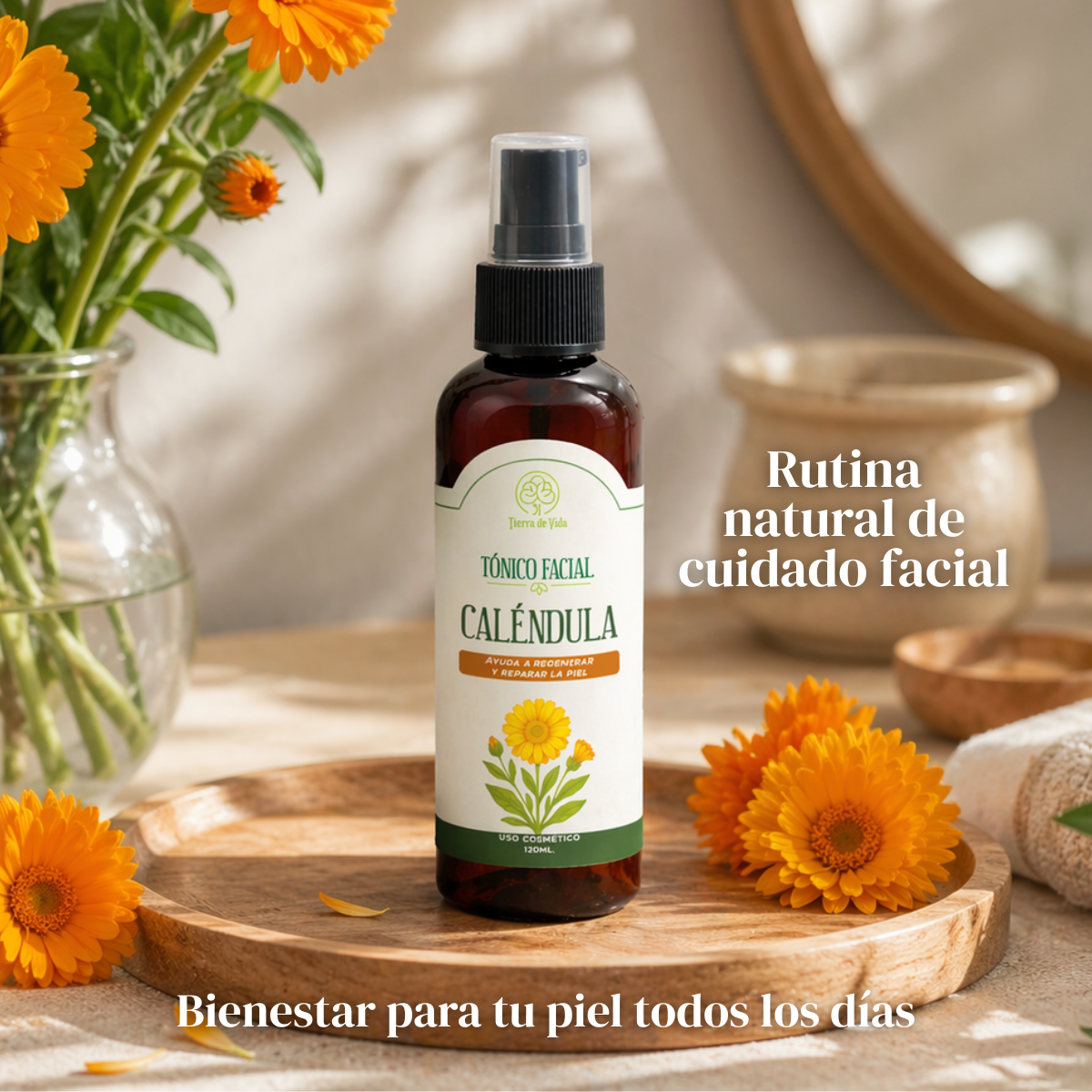 Tónico Facial Caléndula - Regenerador Calmante Piel 120ml - Imagen 5