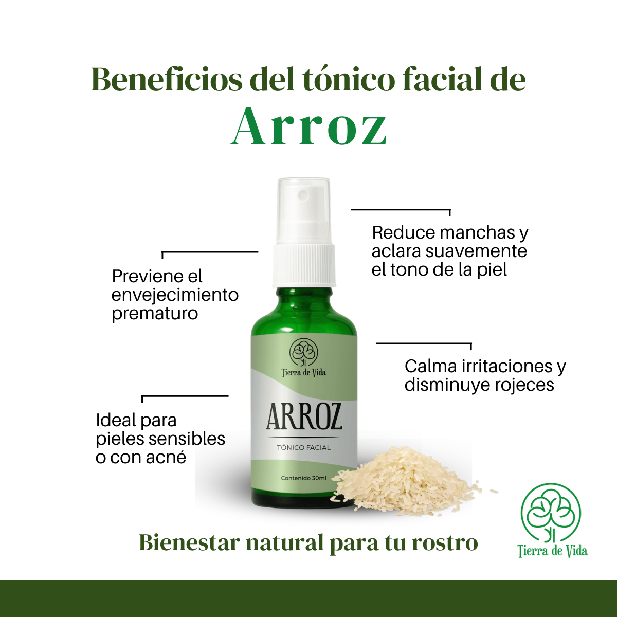 Arroz Tónico Facial 30ml Reduce Manchas - Imagen 2