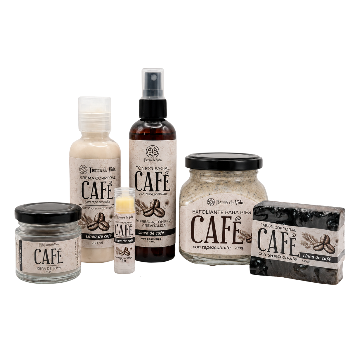 Kit Cuidado Personal De Café - Facial Y Corporal 6 Piezas